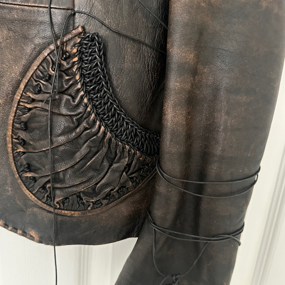 Roberta Scarpa Genuine Lamb Leather Vintage-Inspired Brown Jacket - Picture 5 of 11